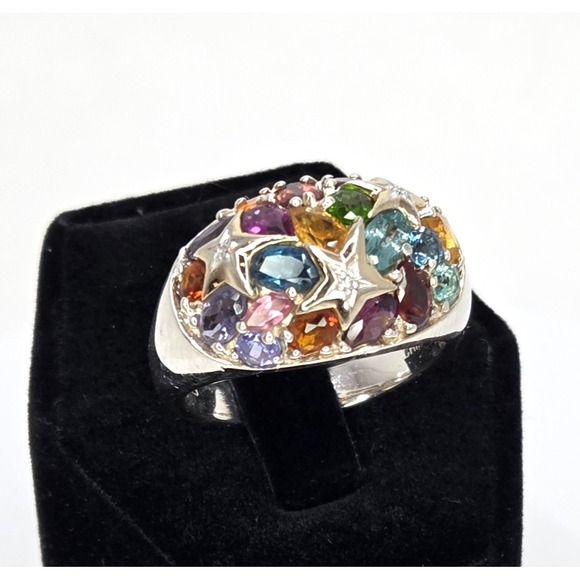 Michelle Albala Sterling Silver Diamond Citrine Amethyst Ruby Blue Topaz SZ 9 - Picture 1 of 7